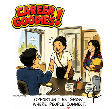 Cartoon of building relationships in the workplace