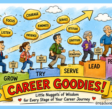 Cartoon banner depicting the career journey of life.
