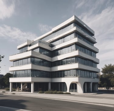 A modern civil engineering blueprint spread out on a sleek desk with a laptop and coffee cup nearby.