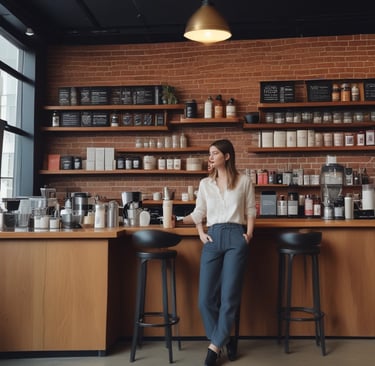 Smiling woman holding a coffee cup, enjoying a sunny morning outdoors.
