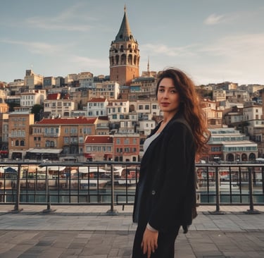 A happy businesswoman giving a thumbs up in a modern office setting