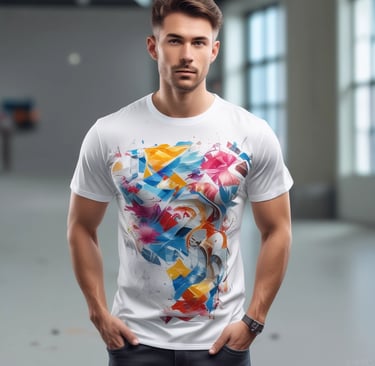 High-quality close-up of a vibrant sublimated custom shirt with intricate design details.