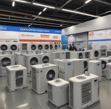 A friendly technician assisting a customer with a minisplit unit in a cozy living room.