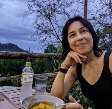 Enjoying dinner outdoors at a nearby restaurent in northern Vietnam before returning to Japan