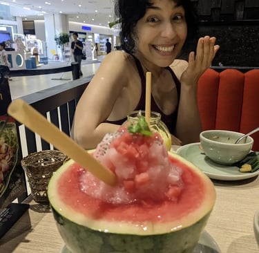 Watermelon dessert at restaurant inside Lotte West Lake Mall Hanoi Vietnam
