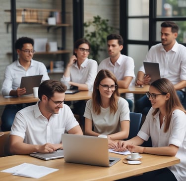 A calm workspace with a laptop open to a cloud system dashboard, surrounded by minimalistic decor.