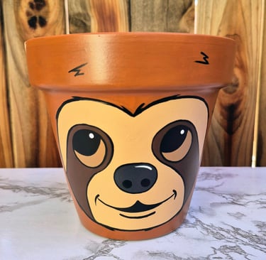 Sloth Hand-painted 6" Pot
