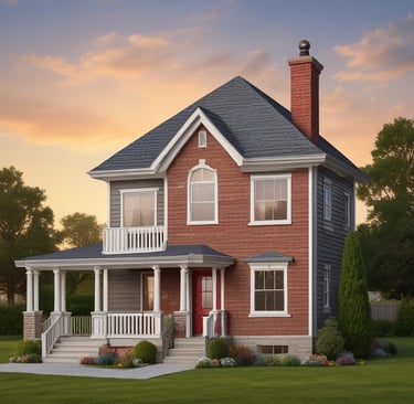 Photo of a happy woman standing next to solar panels installed on her rooftop.