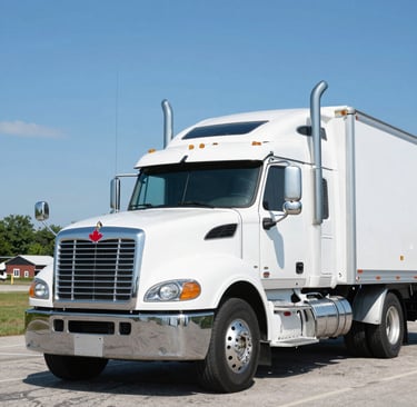 Close-up of hands shaking in front of a warehouse with stacked cargo pallets.