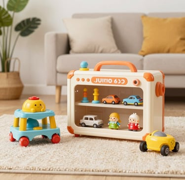 A bright puzzle with large pieces laid out on a wooden floor.