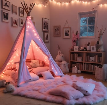 Cozy corner with a soft blush pink throw draped over a vintage armchair next to a stack of well-loved books.