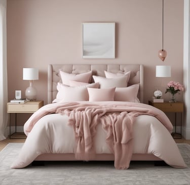 A sunlit windowsill adorned with blush pink candles and fresh flowers