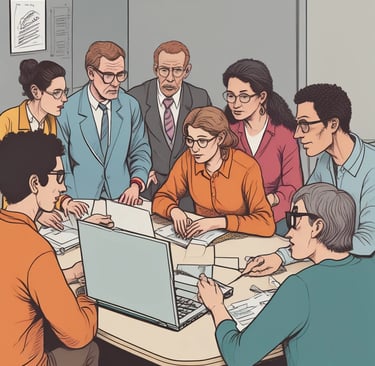 A group of diverse people engaged in an online training session, visible on a computer screen.