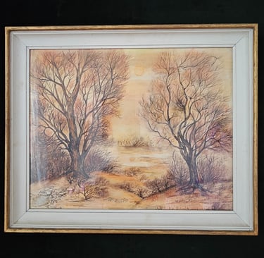 art figuratif paysage hivernal arbres nus L'aube dorée solange latteur
