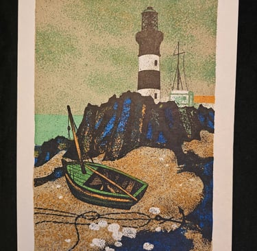 art deco vintage figuratif lithographie phare breton