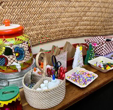 Materials for DIY  piñata making craft project for the holidays