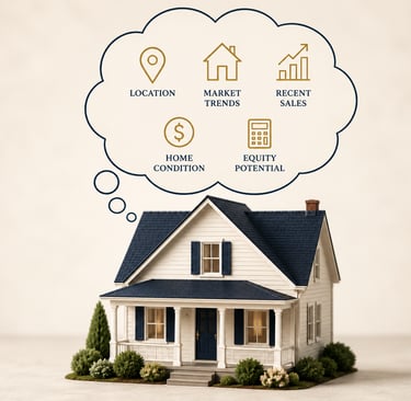 Graphic illustrating how to determine your home's value