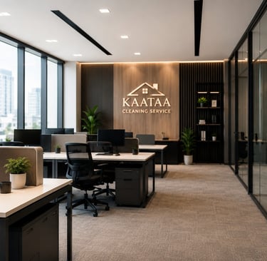 Professional commercial cleaning team cleaning an office building in Palm Beach County.