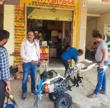 GIVING DEMONSTRATION TO OUR CUSTOMER OF POWER WEEDER