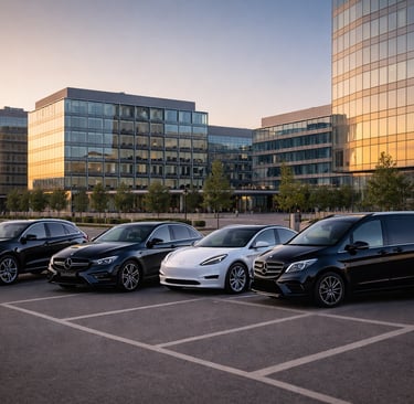 business chauffeur Provence fleet Mercedes E Class V Class Tesla SUV executive transport