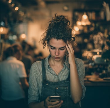 business owner checking mobile website performance and user experience on smartphone