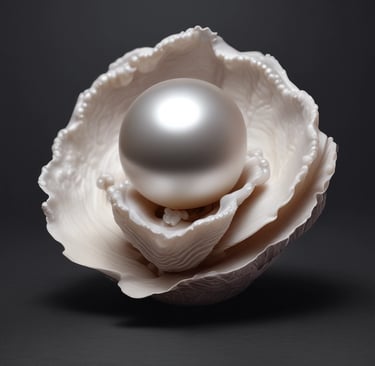 irredesent black heart shaped pearl on water