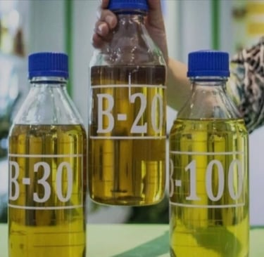 a person holding a bottle of oil in front of a table