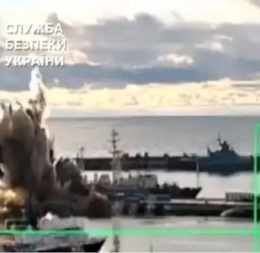 a large explosion of smoke and smoke from a missile fired by a russian navy ship