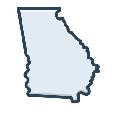 A light blue flat vector icon of the Georgia state map outline with a dark blue border.