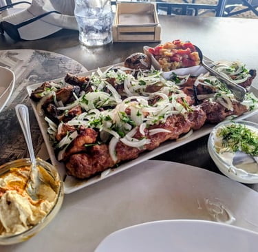 Hummus, Greek sauce, MIX of BBQ at Rincon Armenio