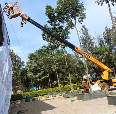 pigeon netting tightly secured on a warehouse ceiling in Mumbai.