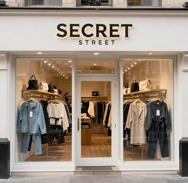 Photo of a minimalist urban street corner at night with neon signs glowing.