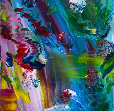 abstract painting of Fallen Angels cast out of heaven