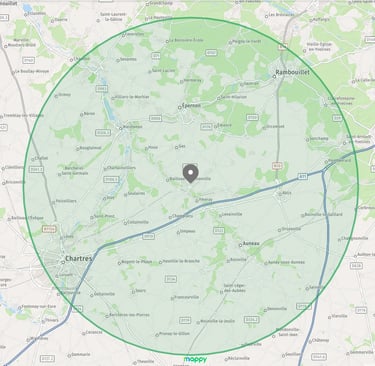 Rayon d'intervention de 20km autour de Gallardon