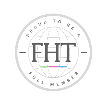 FHT full member badge verifying professional insurance and Level 4 sports massage qualification.