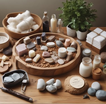 Colorful stress balls and sleek fidget spinners resting on a cozy desk next to a notebook.