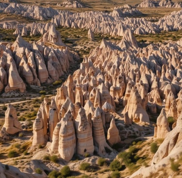 A vibrant hot air balloon soaring over the fairy chimneys of Cappadocia at sunrise.