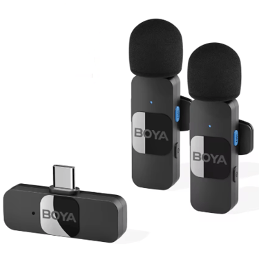 a microphone and a microphone with a boy on it