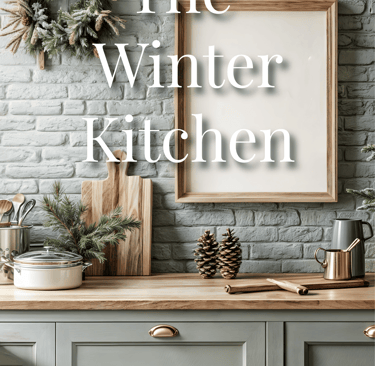 winter kitchen with frosted decorations