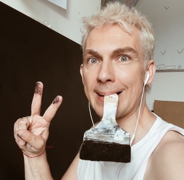 man holding brush in his mouth