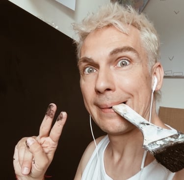 man holding brush in his mouth