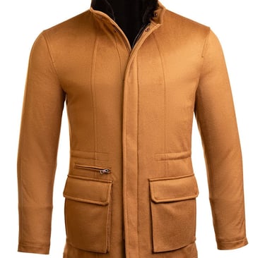 a brown jacket with a black jacket and a black jacket