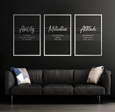 Metal Inspirational Wall Art, Ability Motivation Attitude, Motivational Wall Decor, Positive Sayings