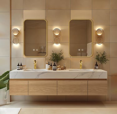 Sleek Vanity with Sink and Mirror