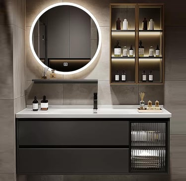 Clean-Lined Vanity with sink and mirror