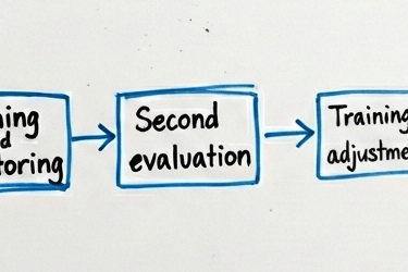 a time line chart of how testing and tracking of a persons training regime would work