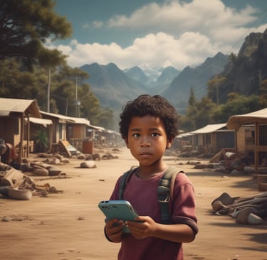 A warm, inviting museum entrance bathed in soft afternoon light, with community members gathering outside.