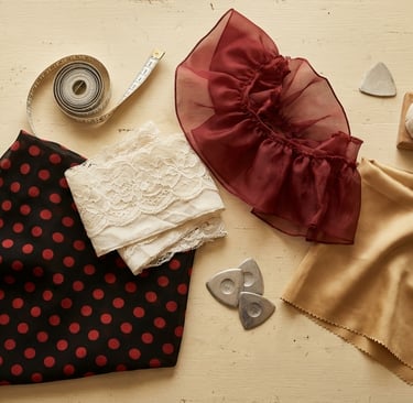 Tejidos para traje de flamenca encaje organza y gasa estampado lunares