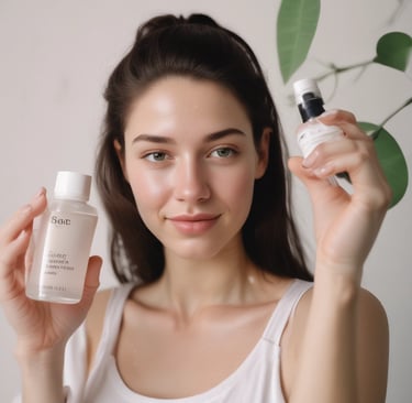 Close-up of glowing skin with natural sunlight highlighting a fresh, dewy complexion.