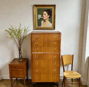 Vintage Mid Century storage G Plan Librenza tallboy chest of drawers in teak, 1960s E. Gomme design with retro MCM lines